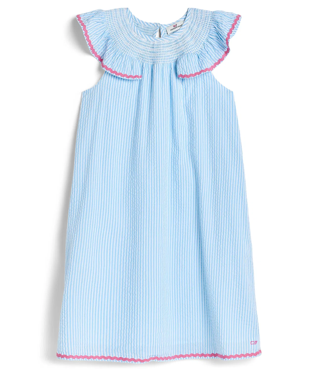 Платье Regan из жатой ткани (для маленьких и больших детей) Vineyard Vines Kids, Seersucker-Jake Blue