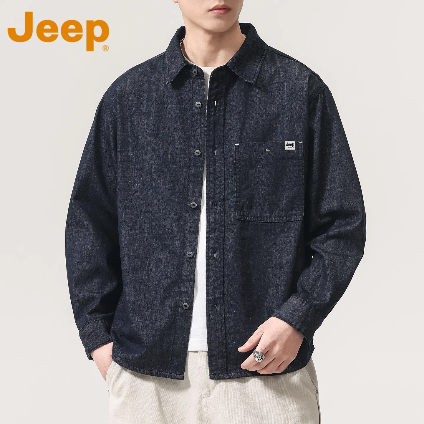 Детская джинсовая рубашка с воротником Jeep, Blue — фото 4