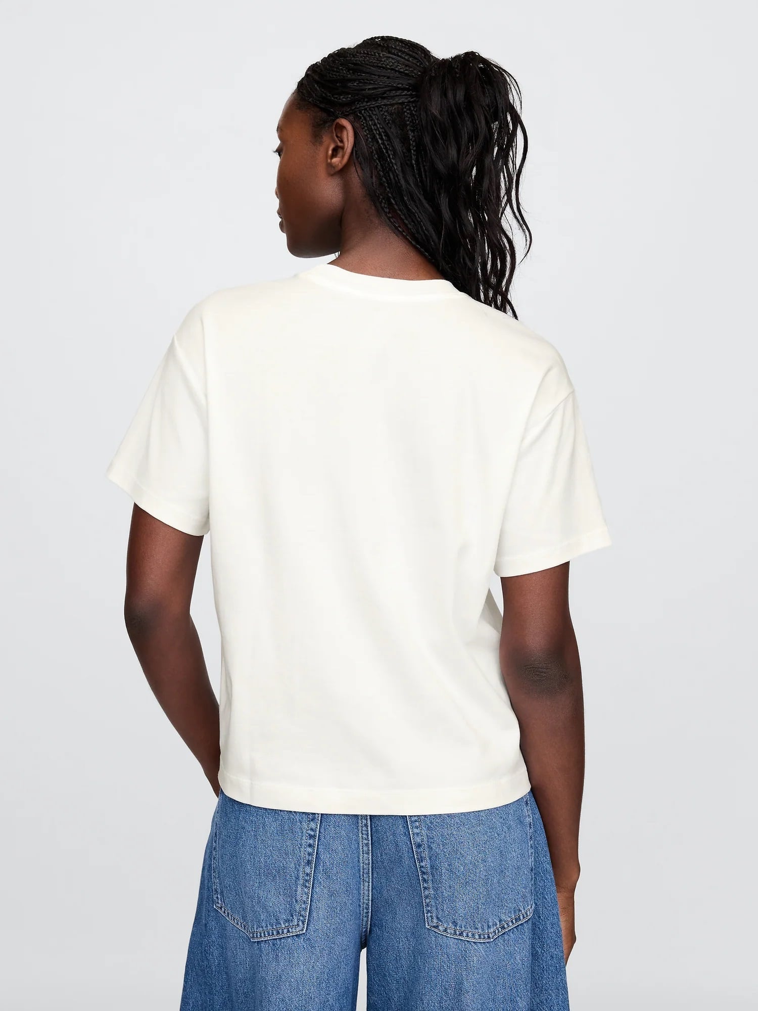 (W) Хлопковая футболка свободного кроя Supima(R) GAP, NEW_OFF_WHITE — фото 2