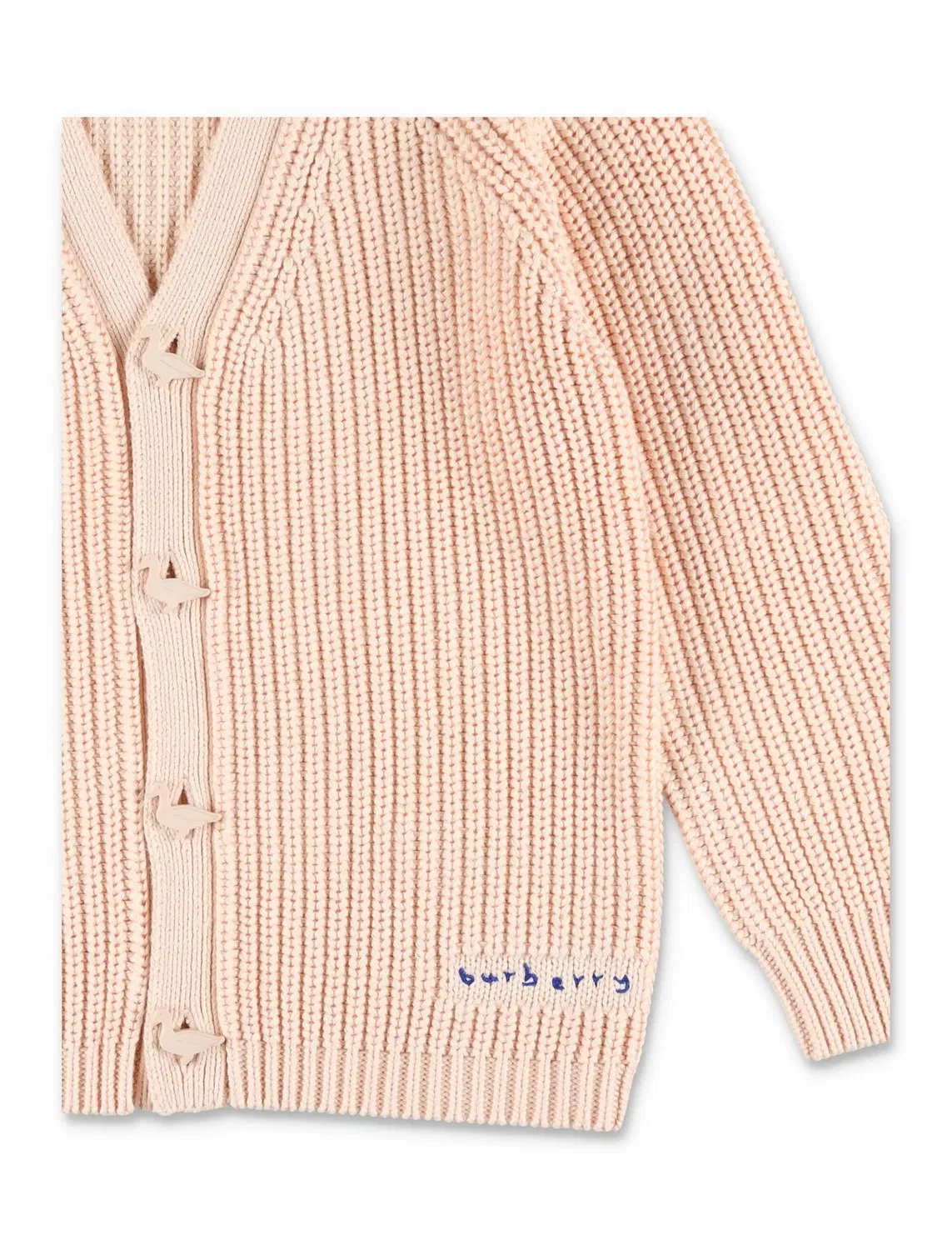 Кардиган из хлопка с V-образным вырезом Girls Pale Cameo Chunky Knit Cardigan Burberry, Pale Cameo — фото 3