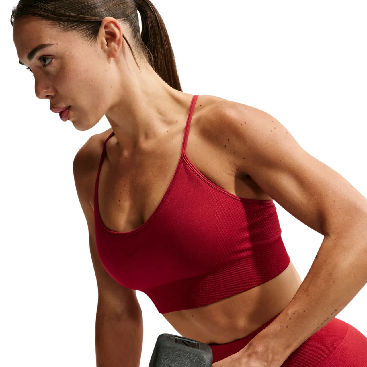 Женский спортивный бесшовный бюстгальтер Pro Dri-FIT Seamless LS Bra Nike, Tough Red — фото 3