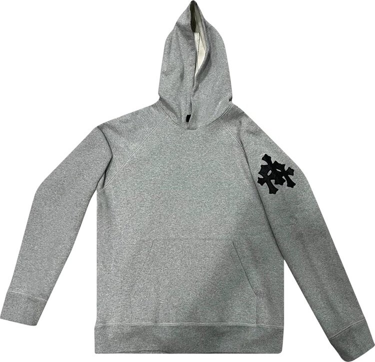 

Худи Chrome Hearts Paper Jam Triple Leather Cross Zip Up Hoodie 'Grey Heather', серый