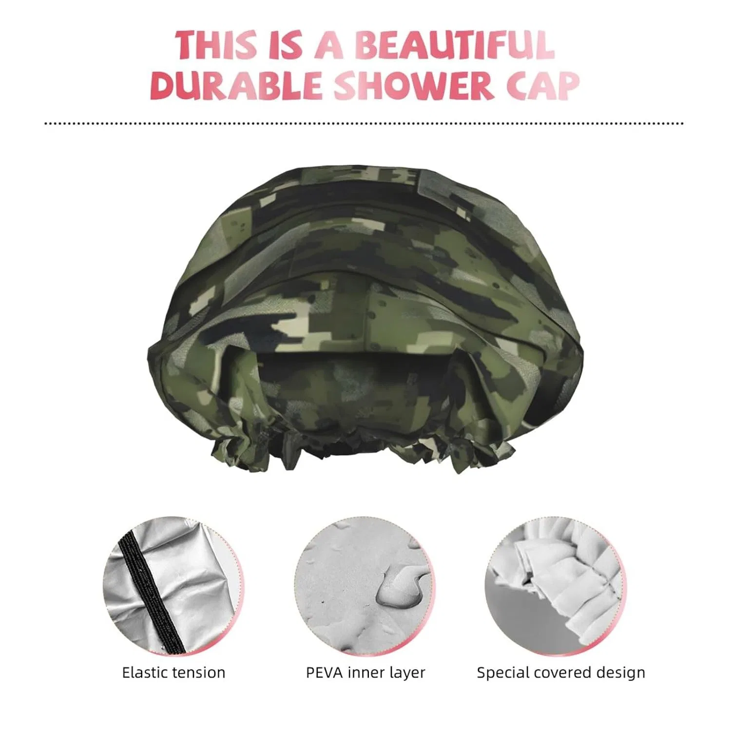 Шапочка для душа двойная водонепроницаемая, Berbo, Digital Camo — фото 4