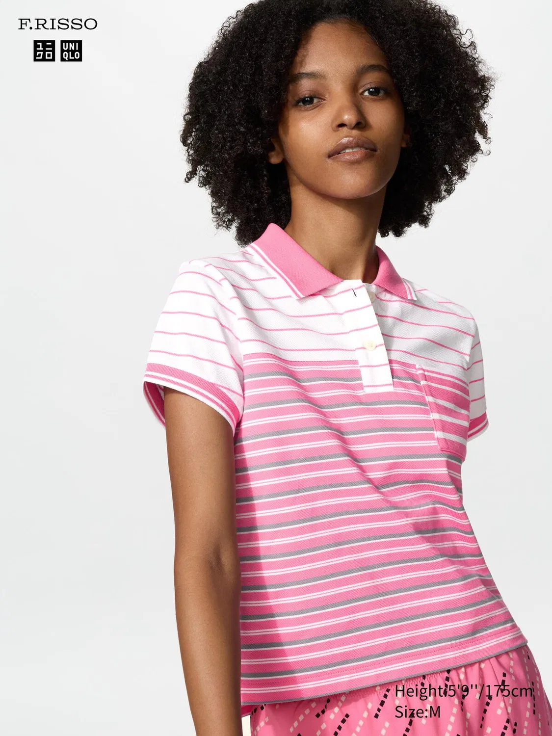 Рубашка поло Uniqlo, мини, в полоску, розовый
