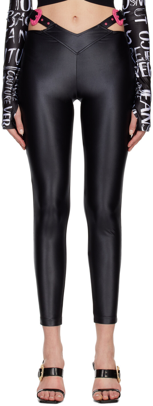 

Черные блестящие леггинсы Versace Jeans Couture