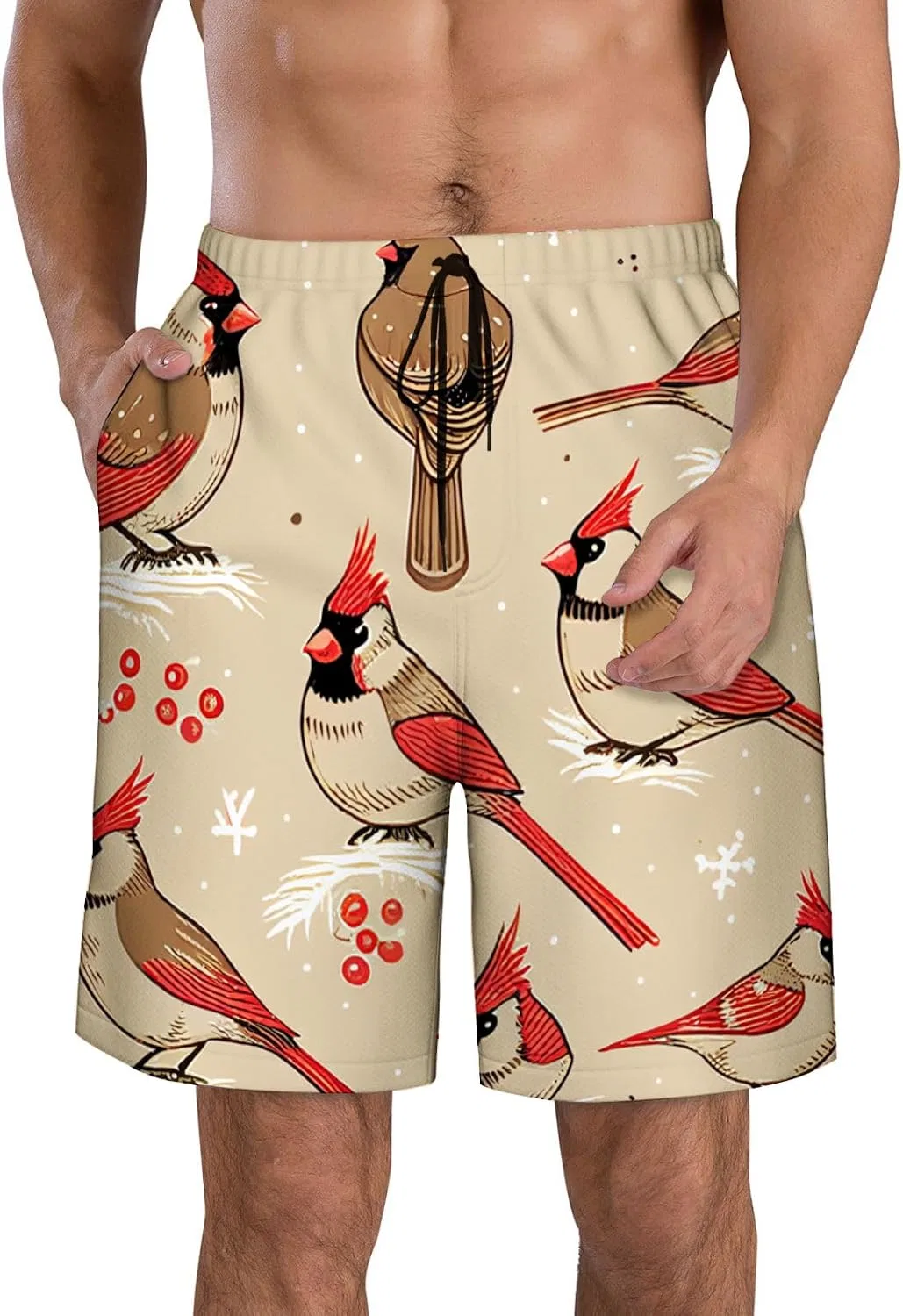 Женские плавки быстросохнущие с карманами, Red/Brown