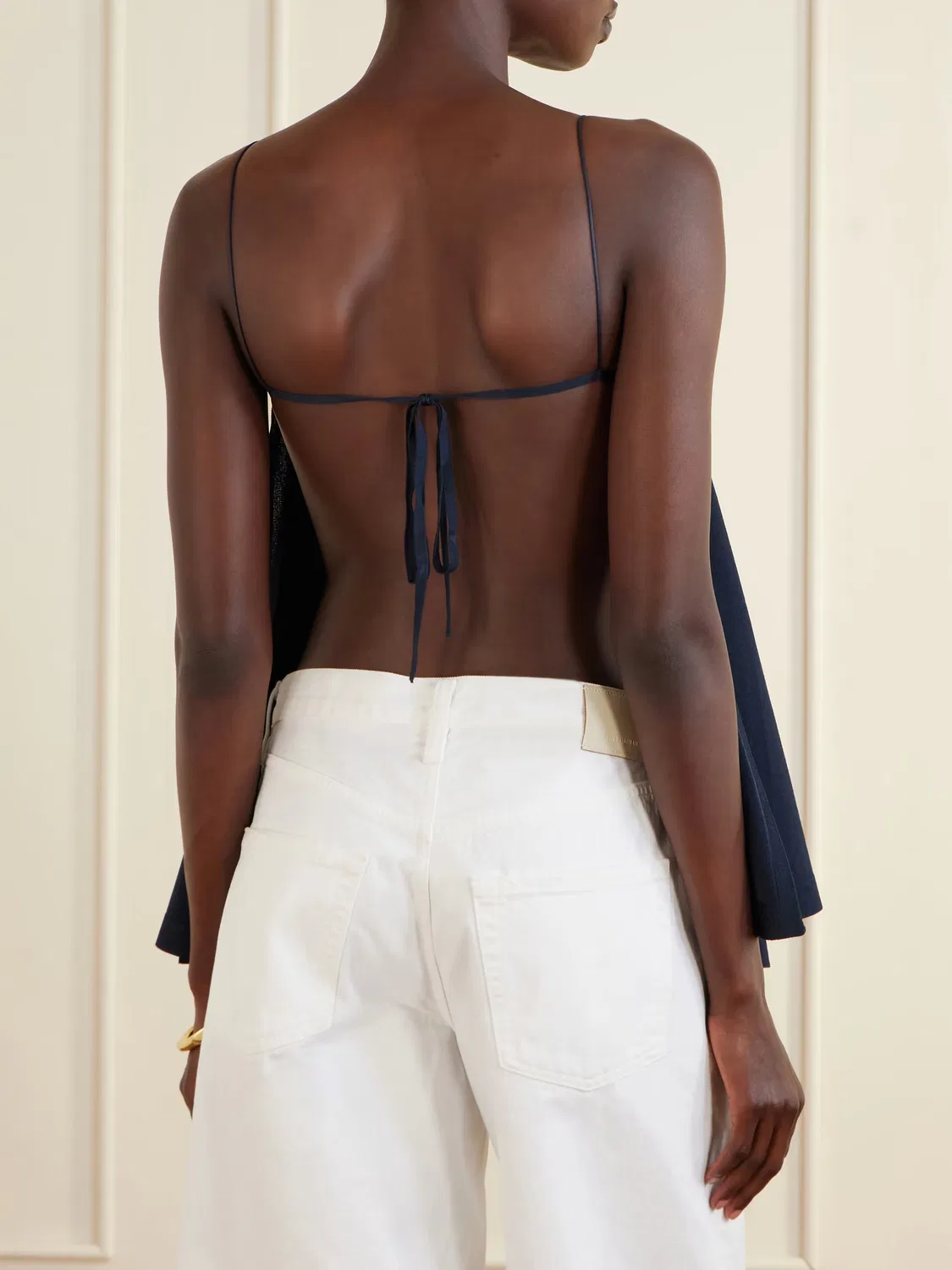 Трикотажный топ Le haut voile с открытой спиной Jacquemus, темно-синий — фото 4