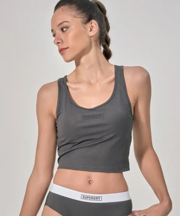 Топ без рукавов укороченный Classic Crop, Superdry, серый — фото 2