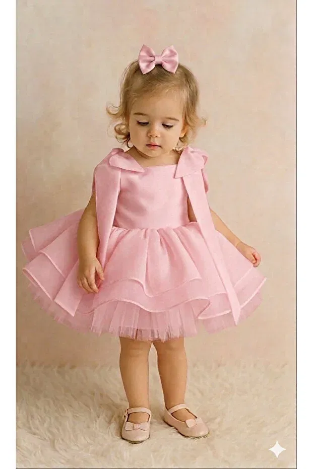 Детское платье для девочек с принтом Miraceta design baby girl bowknot tutu evening dress Mirace Styl, Pink