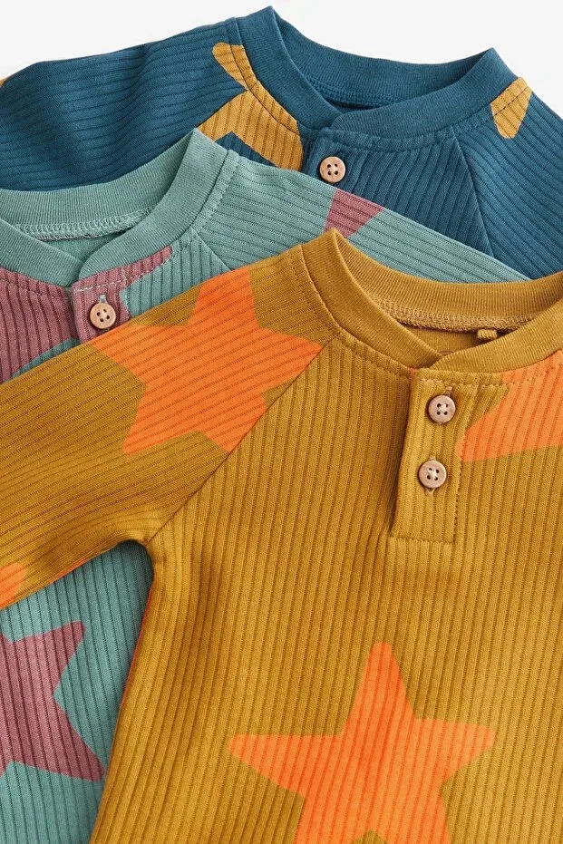 Детский комплект топов и шорт с принтом 100% cotton ribbed shiny star pattern Next Baby, Multicolor — фото 3