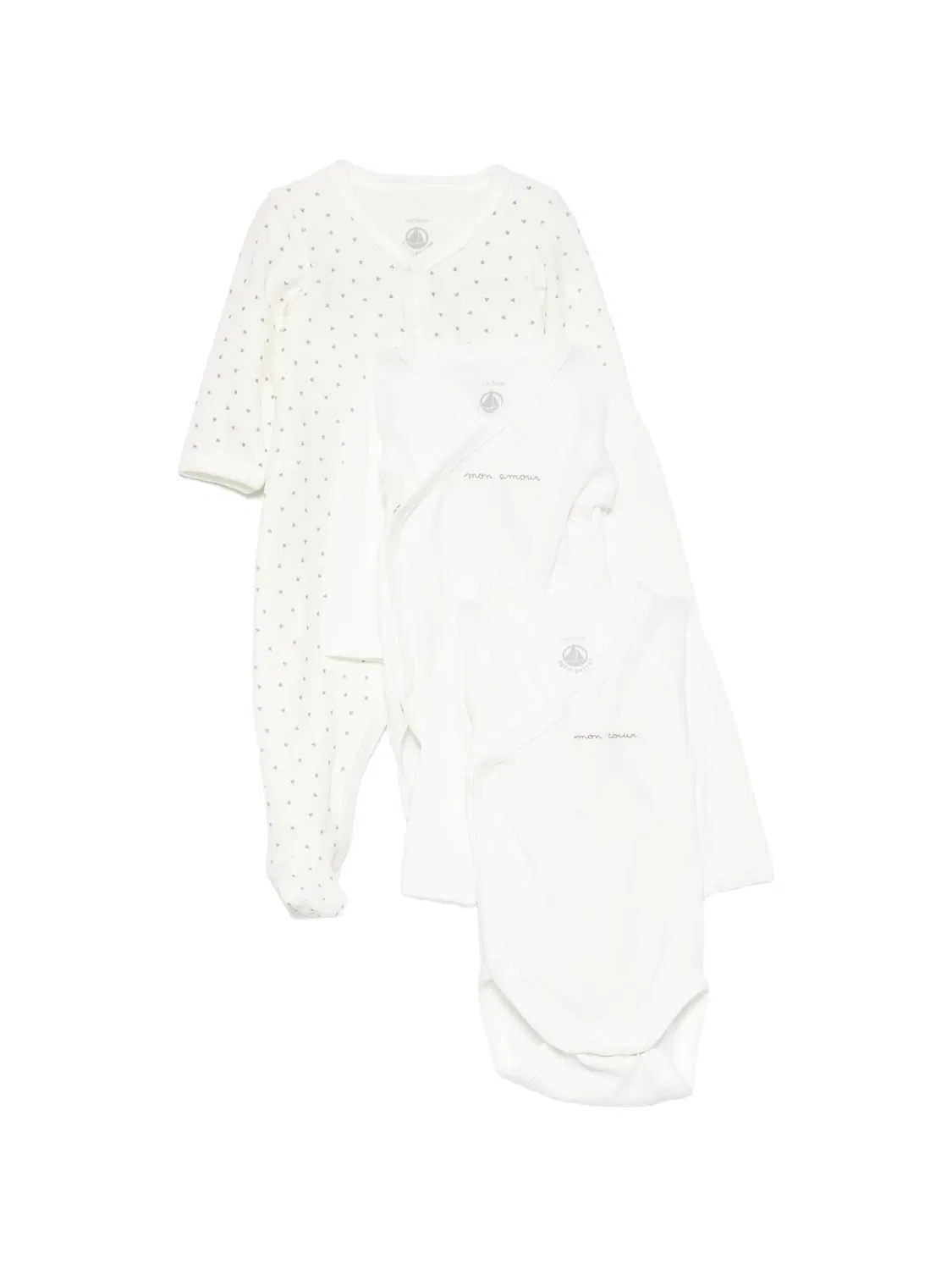 Комплект из боди и пижамы с принтом Petit Bateau, белый