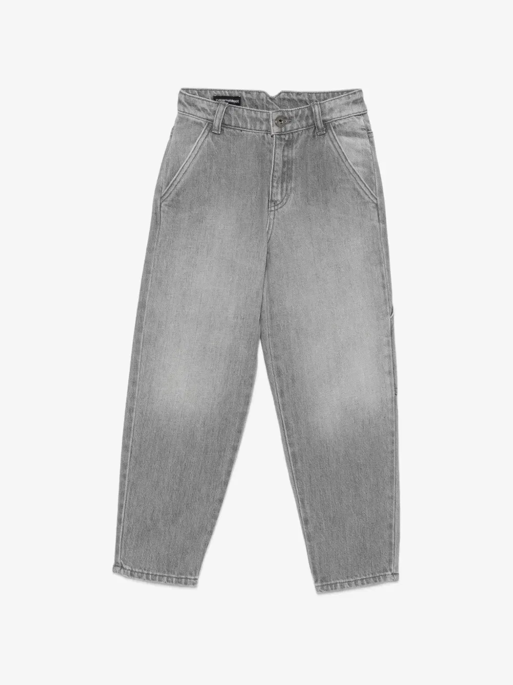 Джинсы с эффектом выцветания с вышитым логотипом Emporio Armani Kids, серый