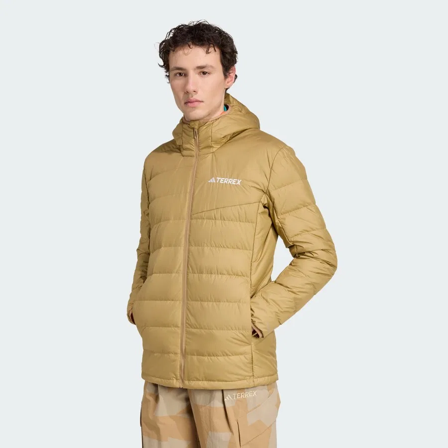 Утепленный пуховик с капюшоном Terrex Multi Light Down ClimaWarm adidas, Синий