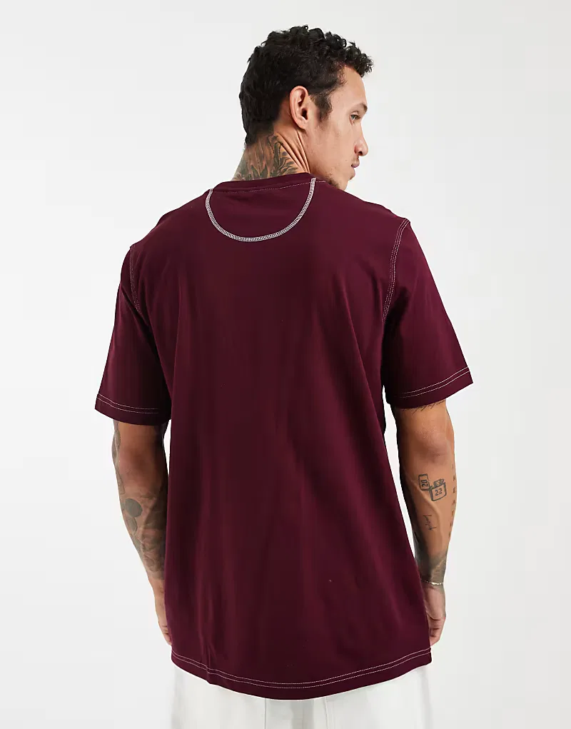 Футболка Adidas Originals Trefoil Essentials с контрастной строчкой, бордовый — фото 4