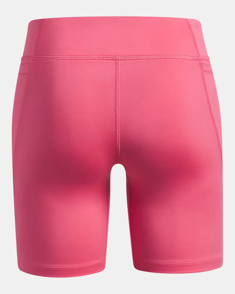 Шорты-велосипедки для девочек 16,5 см влагоотводящие UA Movement UnderArmour, Super Pink/Metallic Silver — фото 2
