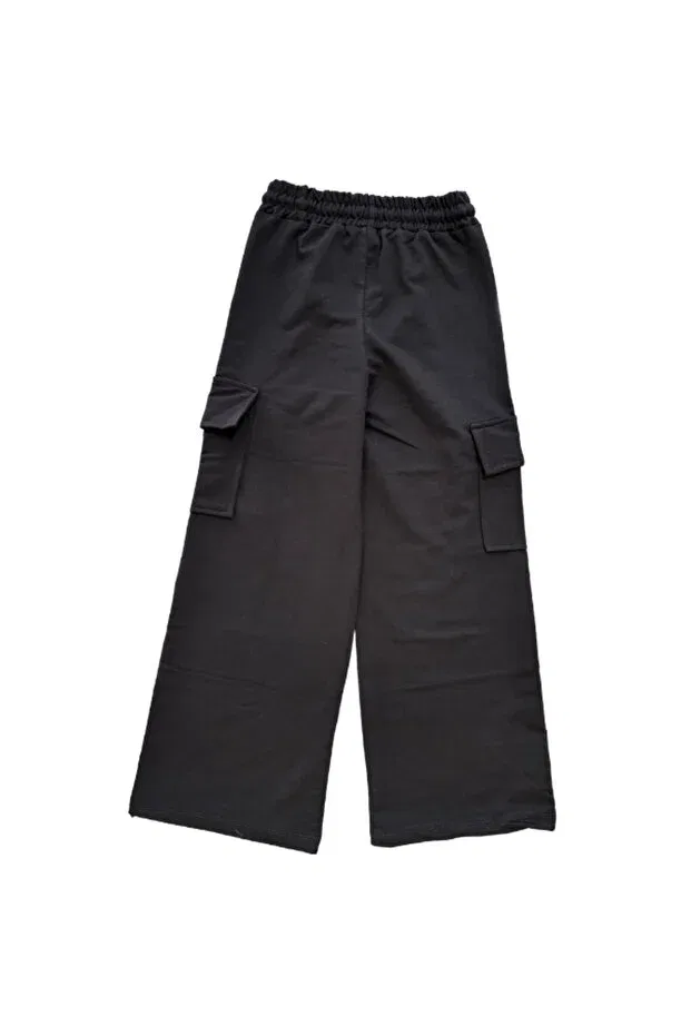 Детские спортивные штаны для девочек с широкой штаниной Rhythm Clothing, Black — фото 4