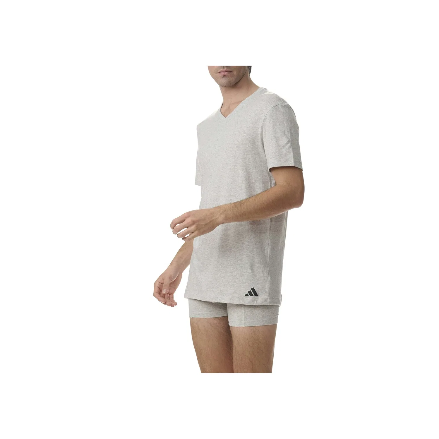 Мужские футболки с V-образным вырезом в наборе из 3 штук Adidas Originals, White/Black/Grey — фото 3