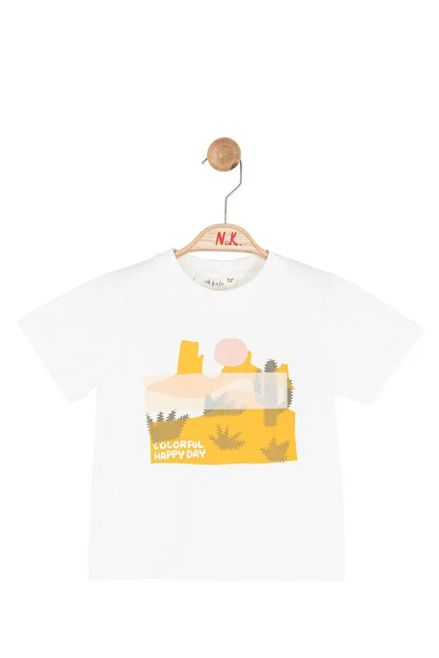Детская футболка для мальчиков с принтом Happy Tshirt Nk, Ecru