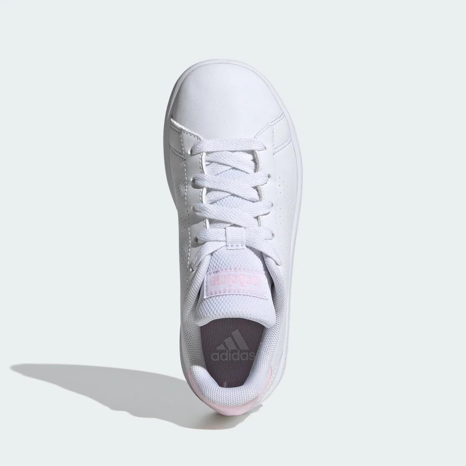 Детские кроссовки с перфорированными полосками Advantage Lifestyle Court Lace Shoes Adidas, Cloud White Clear Pink Clear Pink — фото 3