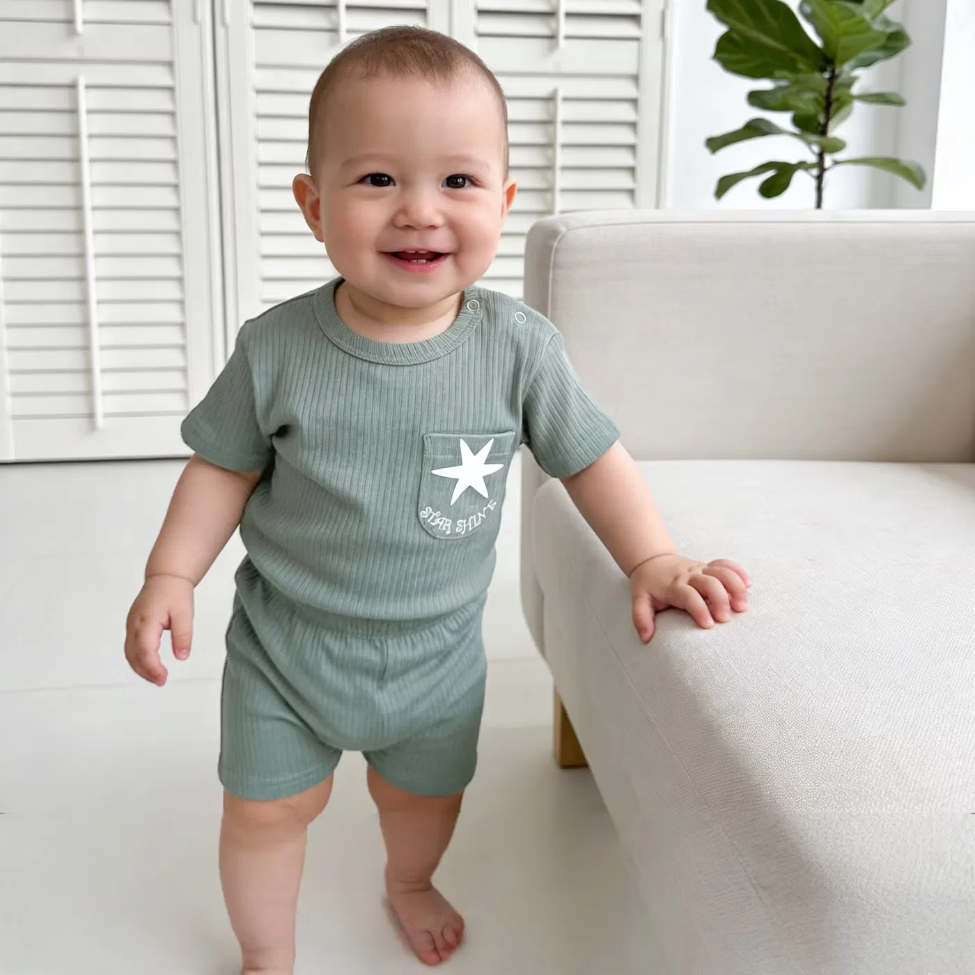 Комплект футболка с коротким рукавом и шорты, Babies Basic, синий — фото 4