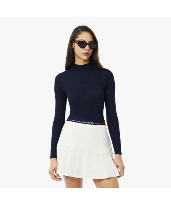 Свитер женский Lacoste 166, из мериносовой шерсти, классический крой, серый