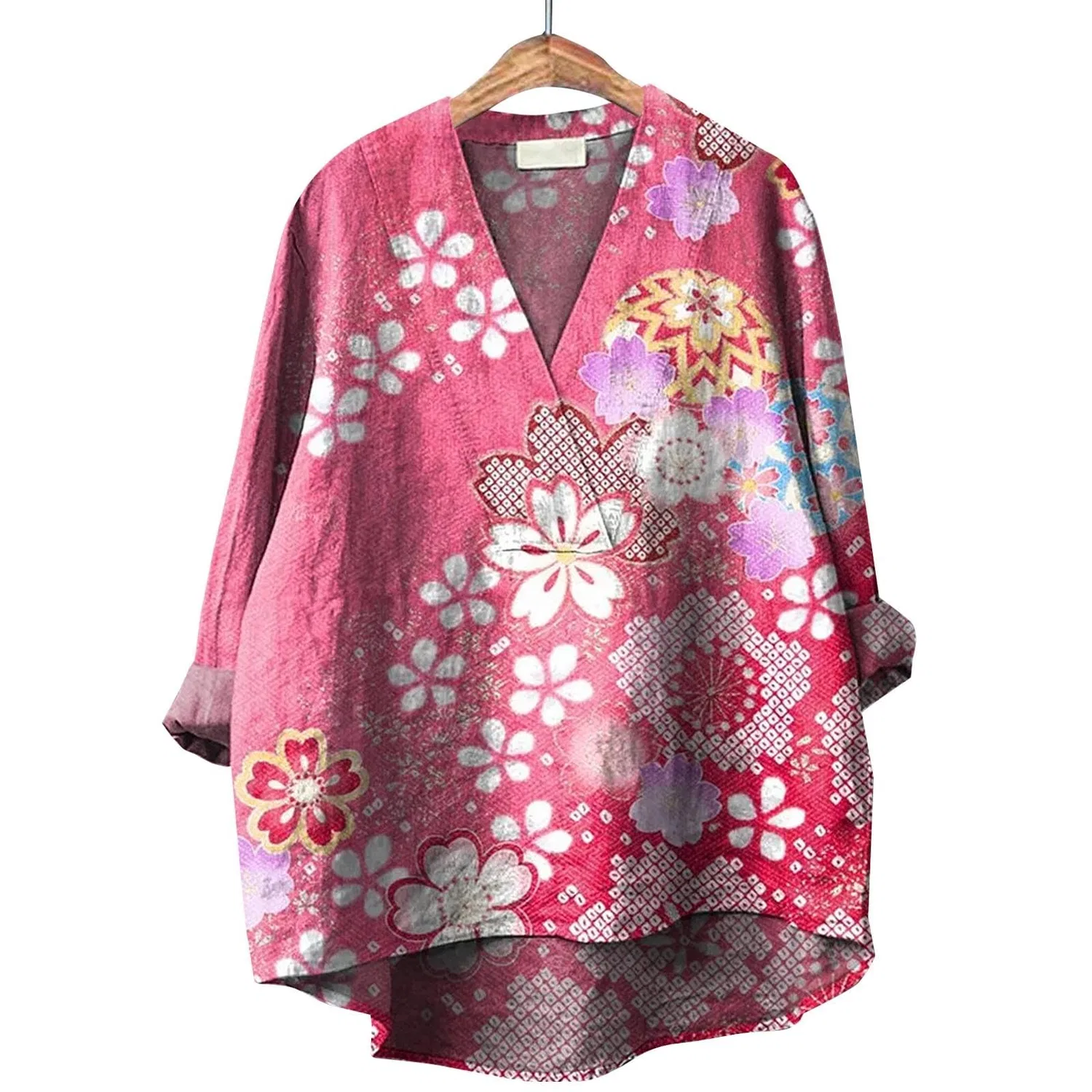 Женская блуза с принтом Small Western Casual Layered, Pink-g — фото 3