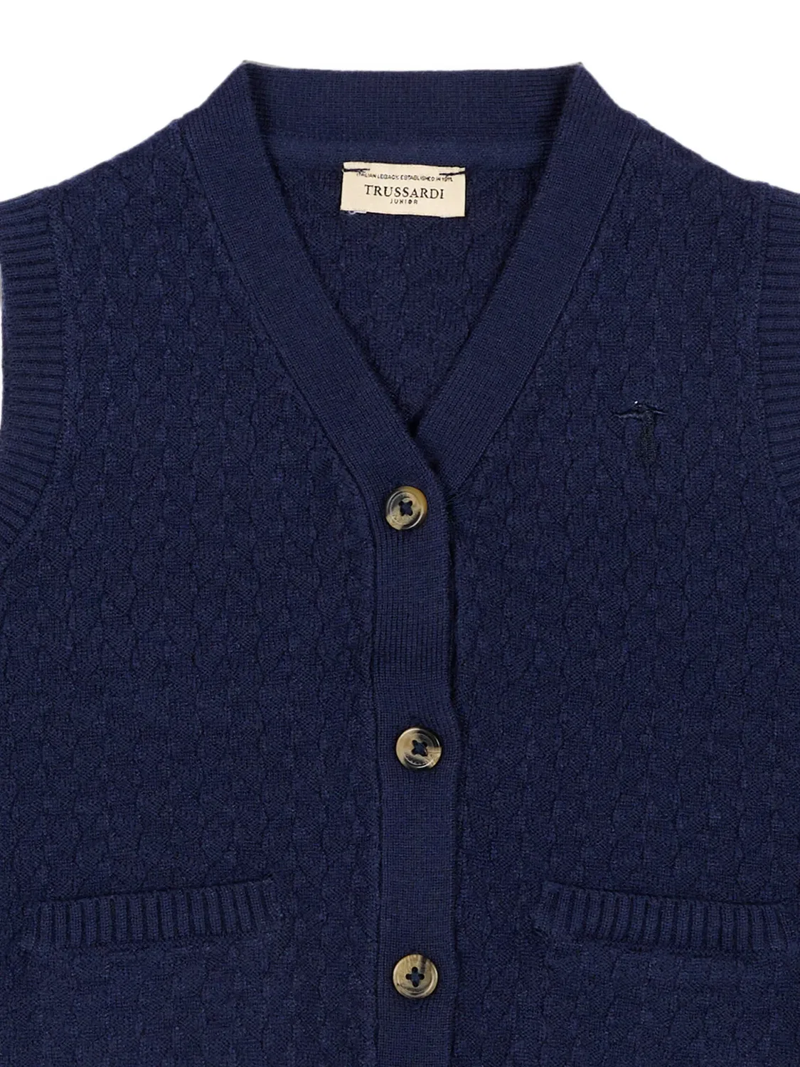 Жилет фактурной вязки Trussardi Junior, синий — фото 3