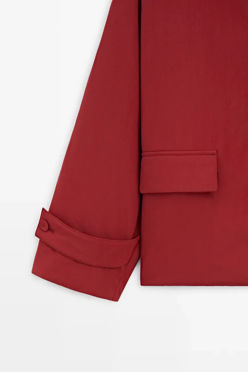 Пальто Massimo Dutti Lightweight Quilted Short, красный — фото 4