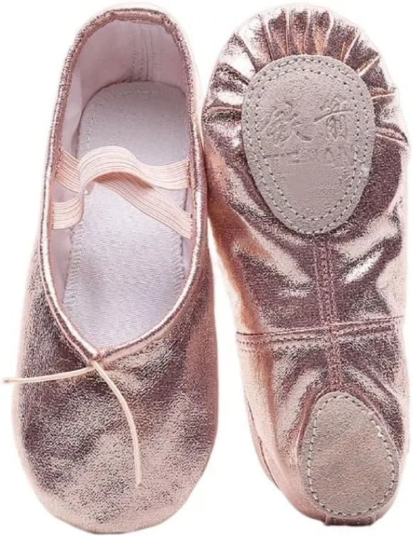 Детские балетки для девочек с принтом Ballet Shoes HDNSAUD, Gold — фото 4