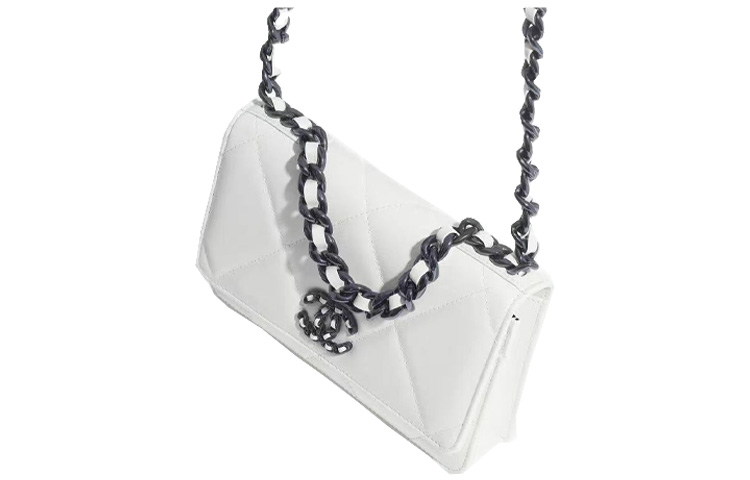 CHANEL 19BagWOC21K Зимняя коровья кожа Мини-сумка кроссбоди для женщин Белая Черная — фото 3