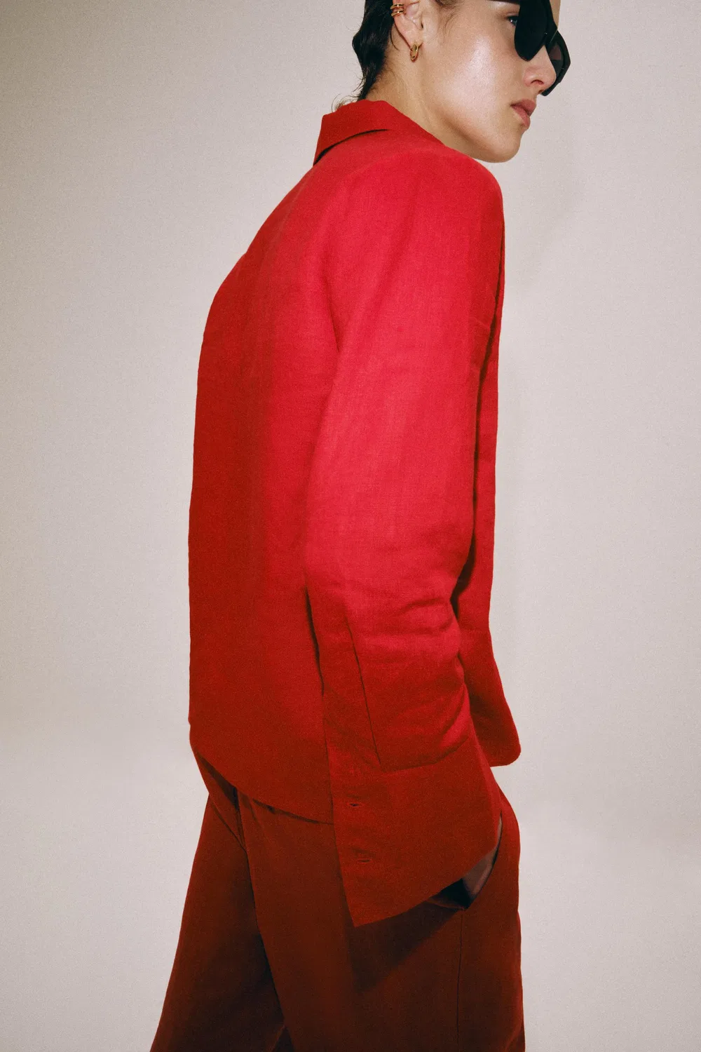 Рубашка из 100% льна из коллекции ZW. ZARA, Red — фото 3