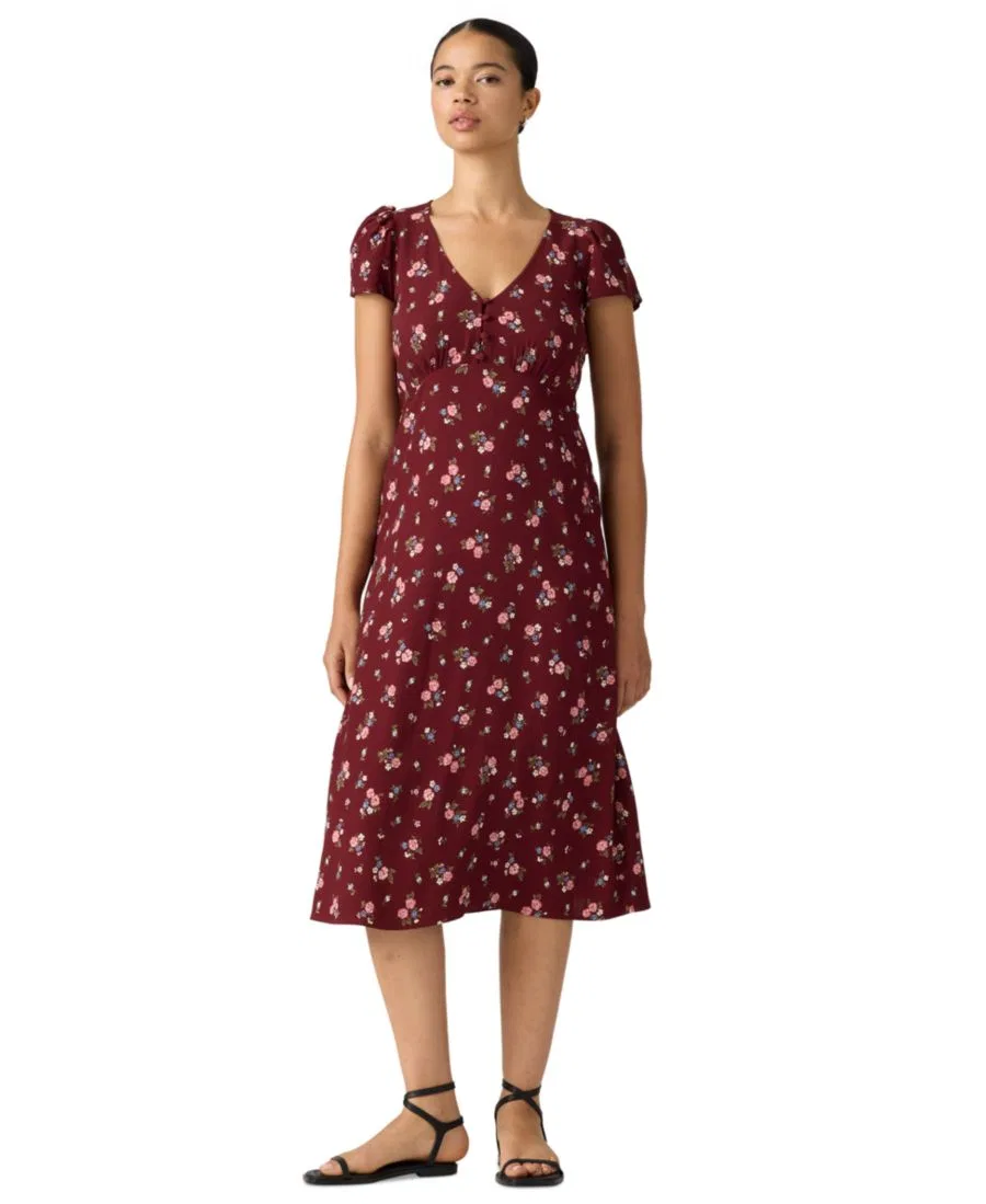 Платье-миди с V-образным вырезом Lilith Levi's, Abellona Floral Cabernet