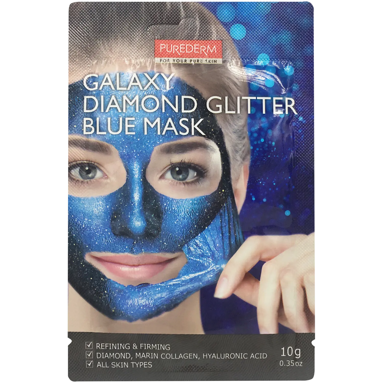 Маска для лица Purederm — Galaxy Diamond Glitter отшелушивающая с бриллиантом, 10 г — фото 2