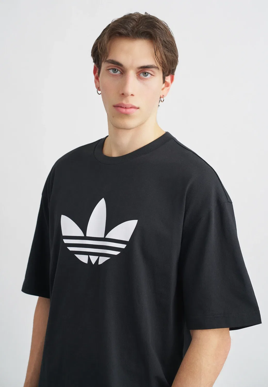 Футболка с принтом трилистника Adidas Originals, Black/White — фото 4