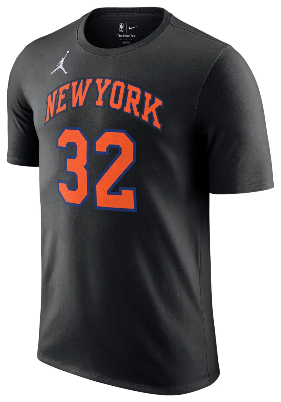 Мужская футболка из мягкого хлопка Knicks Essential Statement N&N Nike, черно-оранжевый
