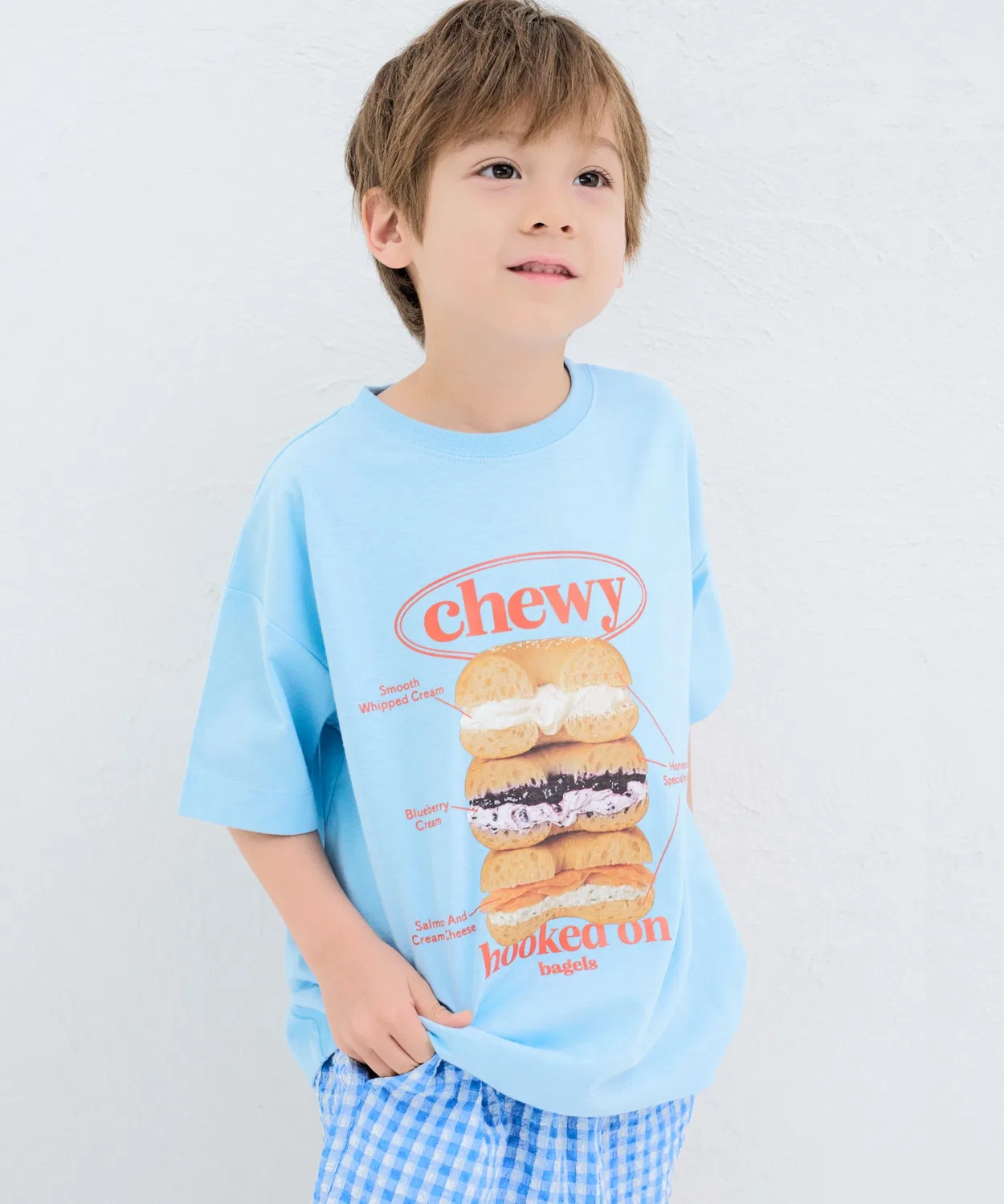 Детская футболка с принтом Retro Food Unisex pairmanon, Blue