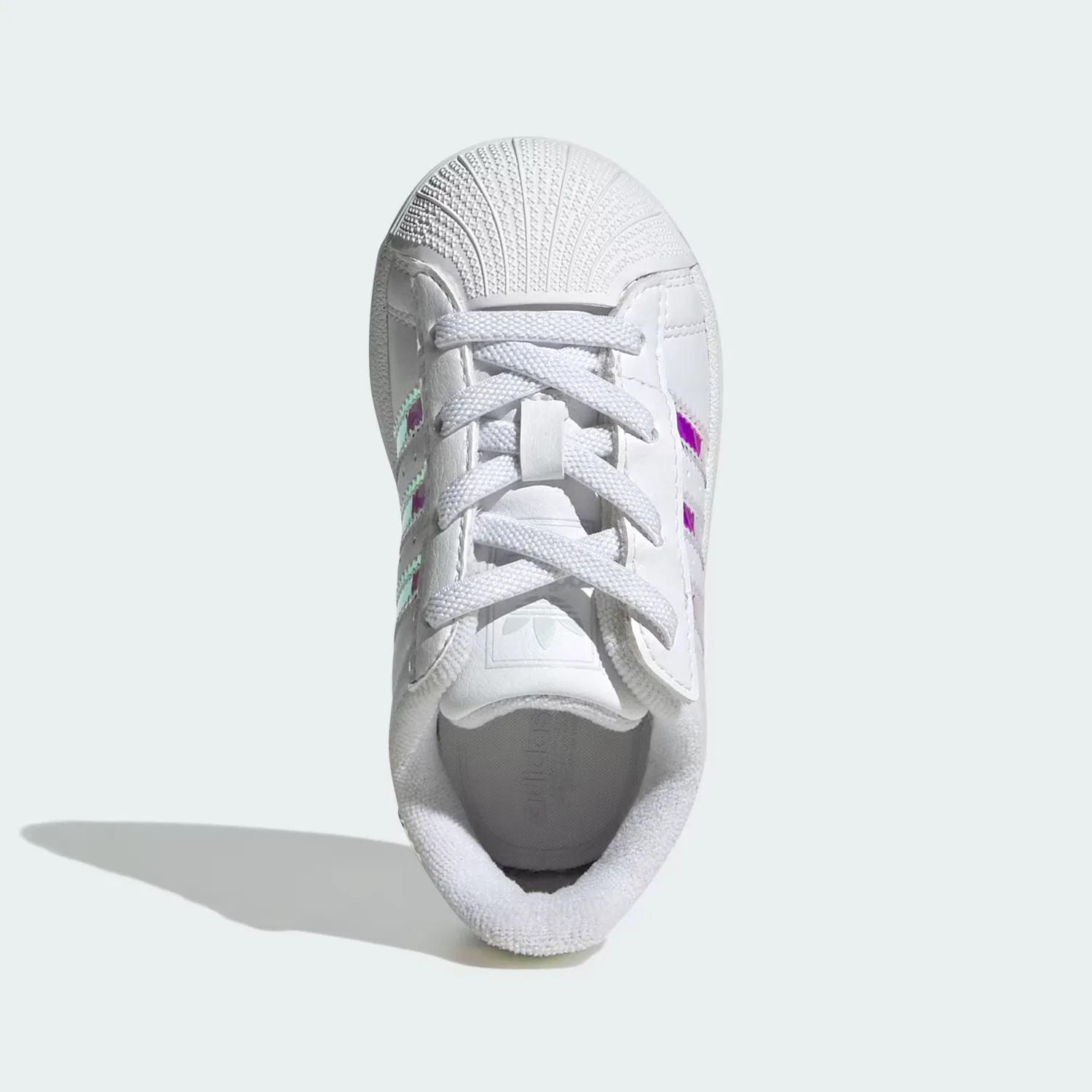 Детские кроссовки на эластичных шнурках Superstar II Adidas Originals, бело-голубой — фото 2