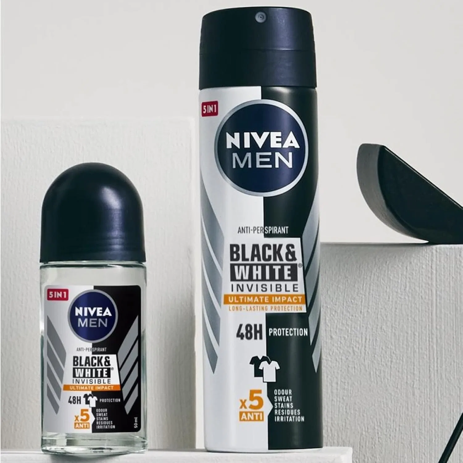 Дезодорант-антиперспирант Nivea Men Black & White Invisible Ultimate Impact 48h, набор 8 шт. по 150 мл — фото 4