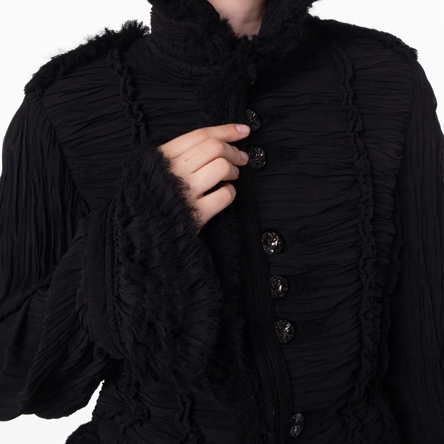 Жакет из плиссированного шелка Pleated Silk Tailored Jacket Burberry, Black — фото 2