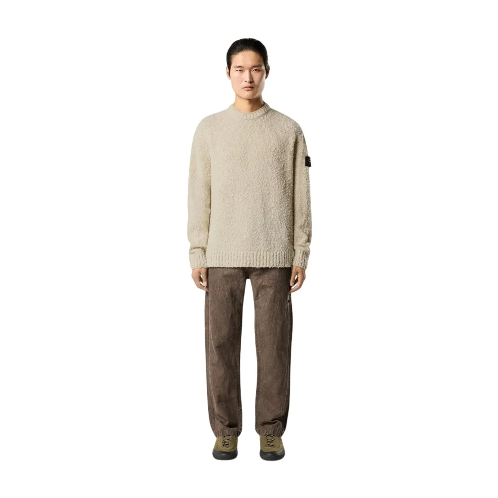 Мужской свитер Stone Island Loose-fit Crewneck With Ribbed Trims, песочно-меланжевый