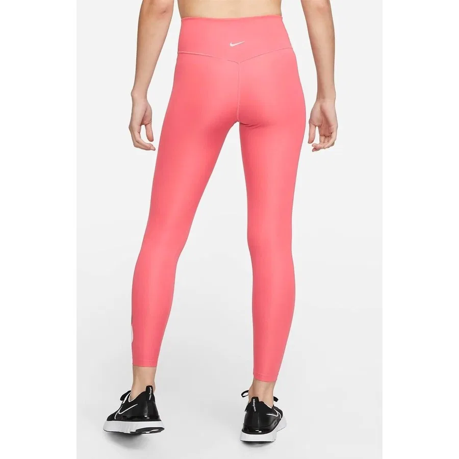 Женские леггинсы Nike One Dri Fit Big Double Swoosh, с карманом, Темно-розовый — фото 2