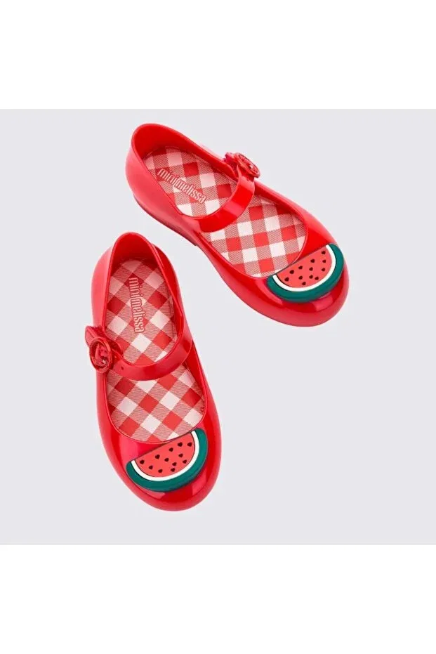 Детские балетки для девочек с принтом арбуза Mini Melissa, Red — фото 4
