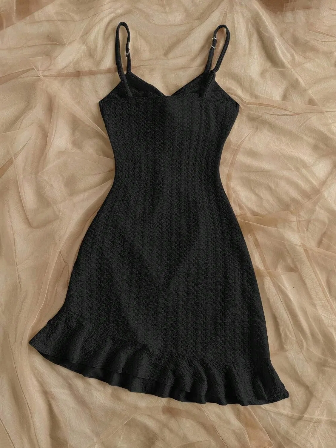 Женское мини-платье с асимметричным подолом Knit Bodycon, Black — фото 3