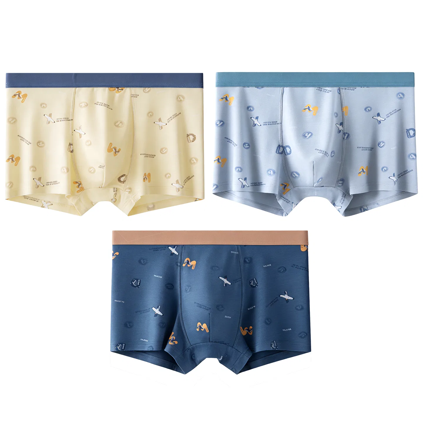Детские трусы для мальчиков боксеры из модала с принтом Red bean, Goose Yellow Grey Green Light Grey Blue