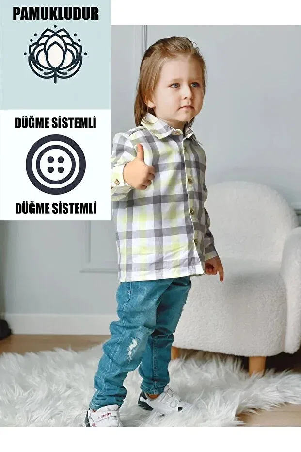 Детская рубашка для мальчиков с длинным рукавом Ares Kids Fashion, Plaid Gray