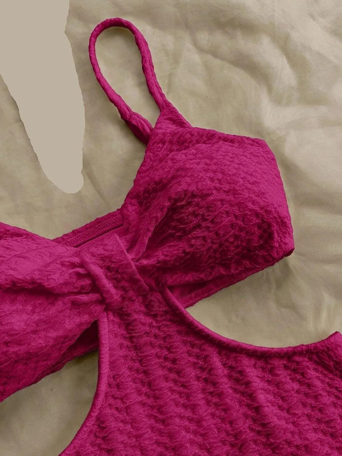 Женское ками-миди платье с вырезом и разрезом бедра, Hot Pink — фото 2