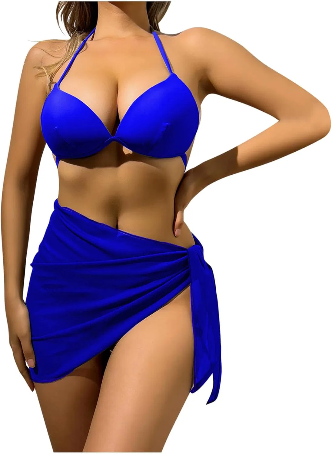Женский бикини-комплект с вырезами Halter Neck, Blue