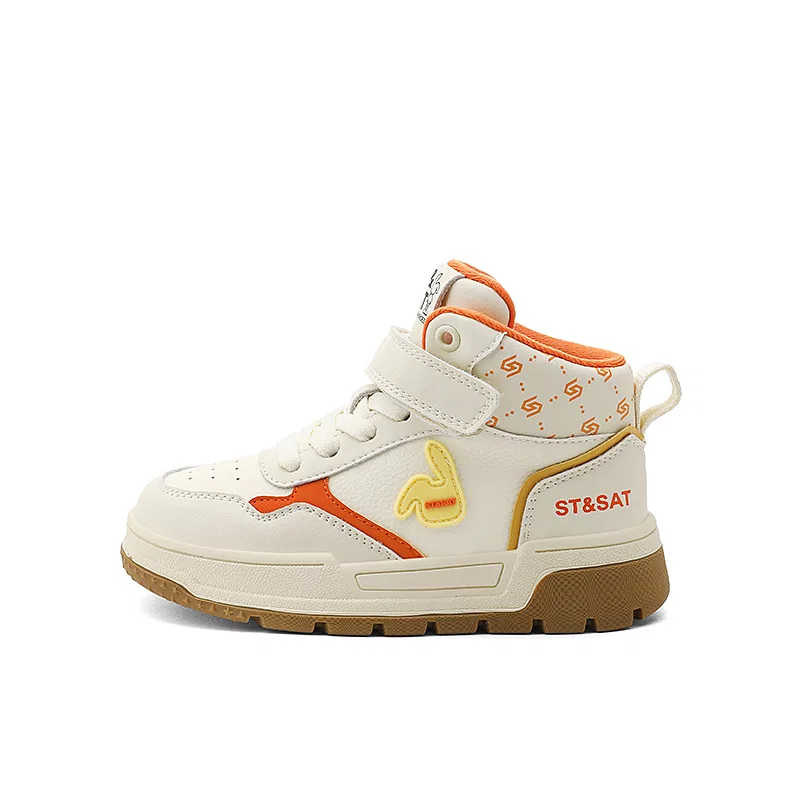Детские кроссовки для скейтбординга с защитой от истирания ST&SAT, Morning Mist White/Sea Snail Orange