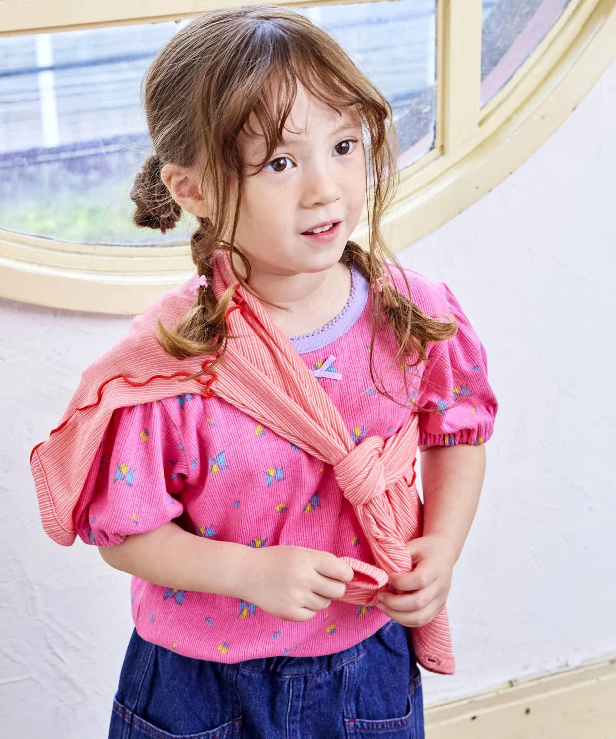 Детская футболка с коротким рукавом и принтом Puff Sleeve Top MARKEY'S, Pink