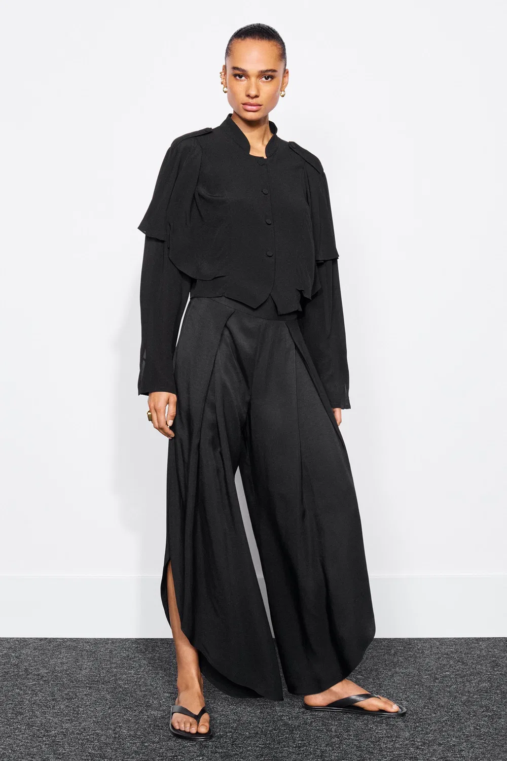 Брюки из коллекции ZW с разрезами ZARA, Black